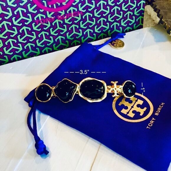 TORY BURCH KIRA 18 K GOLD PLATED BARRETTE HAIR ACCESSORIES - Picture 7 of 7